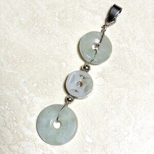 Genuine Light Green Nephrite Eternity Ring Pendant,Genuine Gemstone Drop Pendant